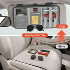 Molle Car Sun Visor Organizer, Tactical Visor Organizer with Zipper Pocket, Glasses Clip & ID Card, Semi-Rigid Molle Panel for Police Gear & Overlanding Accessories, Fit Trucks, SUVs, Jeeps, Gray