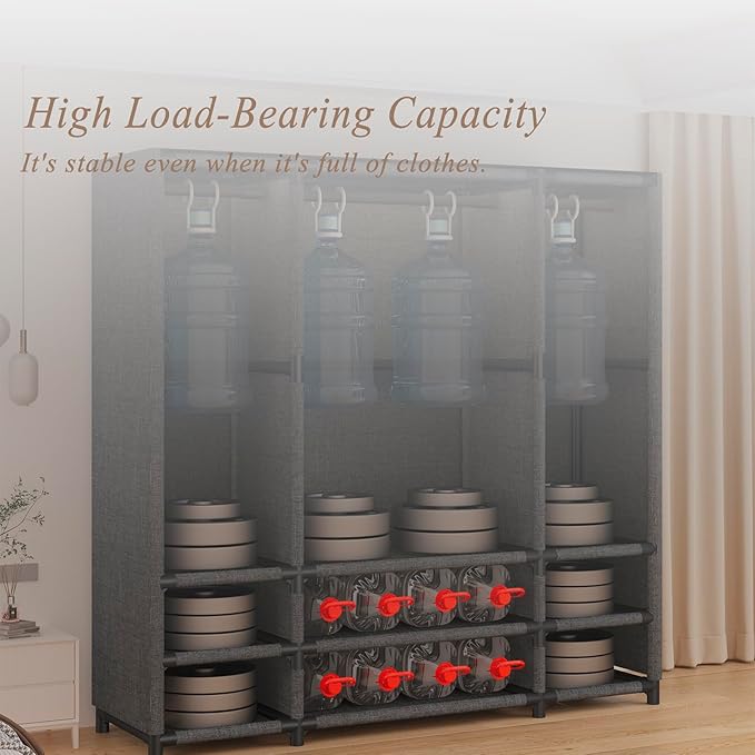 Portable Closet,Portable Closets for Hanging Clothes,Japanese Style Wardrobe Clothing Rack with 2 Drawers,1 Hanging Rods and 