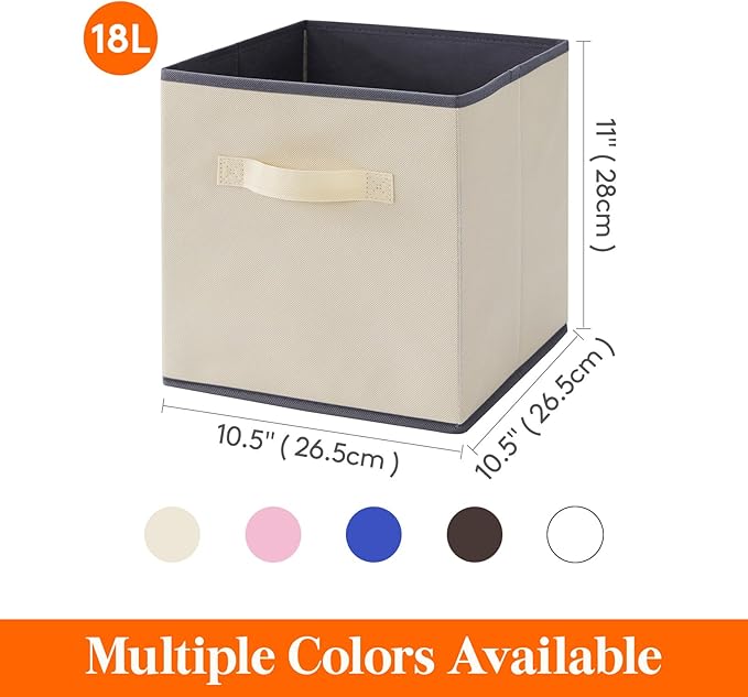 Lifewit Storage Cubes, Foldable Decorative Fabric Storage Baskets for Organizing Home Organizers with Handles for Shelves, Cl
