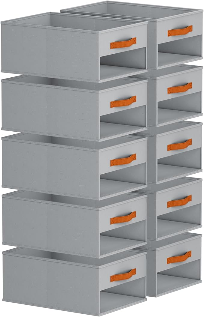 Homsorout Drawer Organizers and Storage - 10 Pack Foldable Pants Organizer with Clear Window & Handles, Fabric Closet Organiz