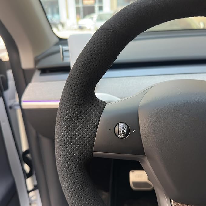 MEWANT Hand Stitched Steering Wheel Cover for Tesla Model 3 2017-2023 / Model Y 2020-2023 for Tesla Model 3/Y Accessories