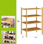 BMOSU 4-Tier Bamboo Small Shoe Rack Premium Stackable Shoe Shelf Storage Organizer for Hallway Closet Living Room Entryway Or