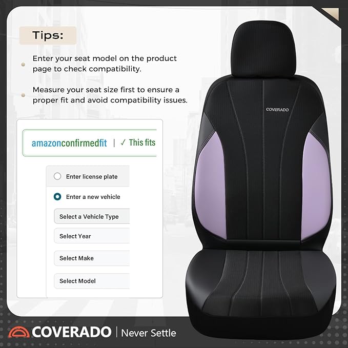 Coverado Car Seat Covers 2-Pack, Seat Covers, Waterproof Leather Car Protectors Front Seats, Luxury Universal Fit Seat Covers