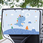 Car Sun Shade for Baby - EOHMAK Car Side Window Sun Shade Cover Upgrade Double Opening Car Interior Curtain Sun Blocker Blind (Blue Dinosaur, 1 Pack)