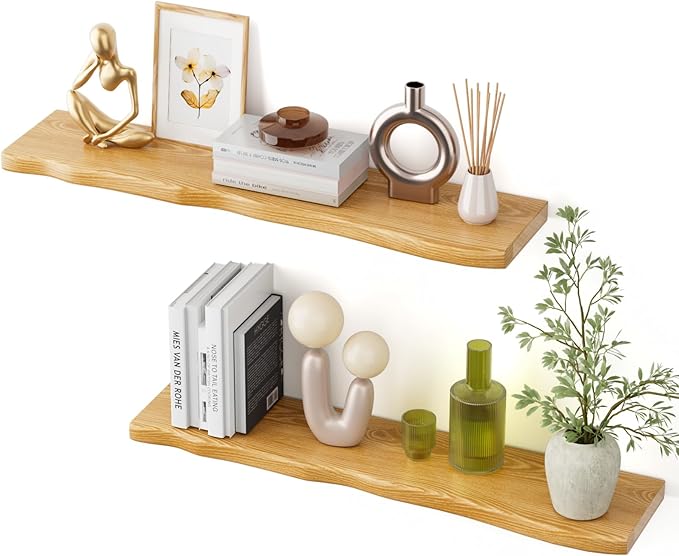 Floating Shelves for Wall Rustic Farmhouse 36 Inch Floating Shelf Bathroom Wooden Shelves for Wall Mounted Live Edge Pine She