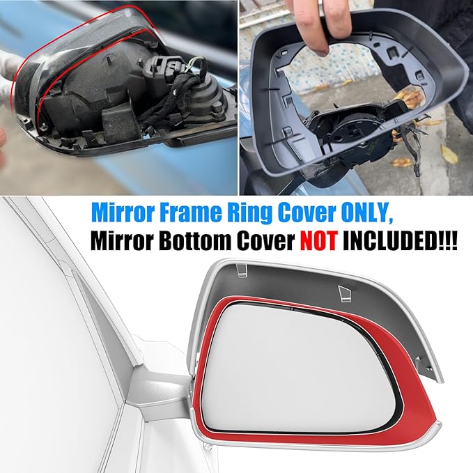 Jaronx Compatible with Tesla Model Y Side Mirror Cover Housing 2018-2025, Right Passenger Side Door Wing Rearview Mirror Frame Cover Compatible with Tesla Model Y Accessories