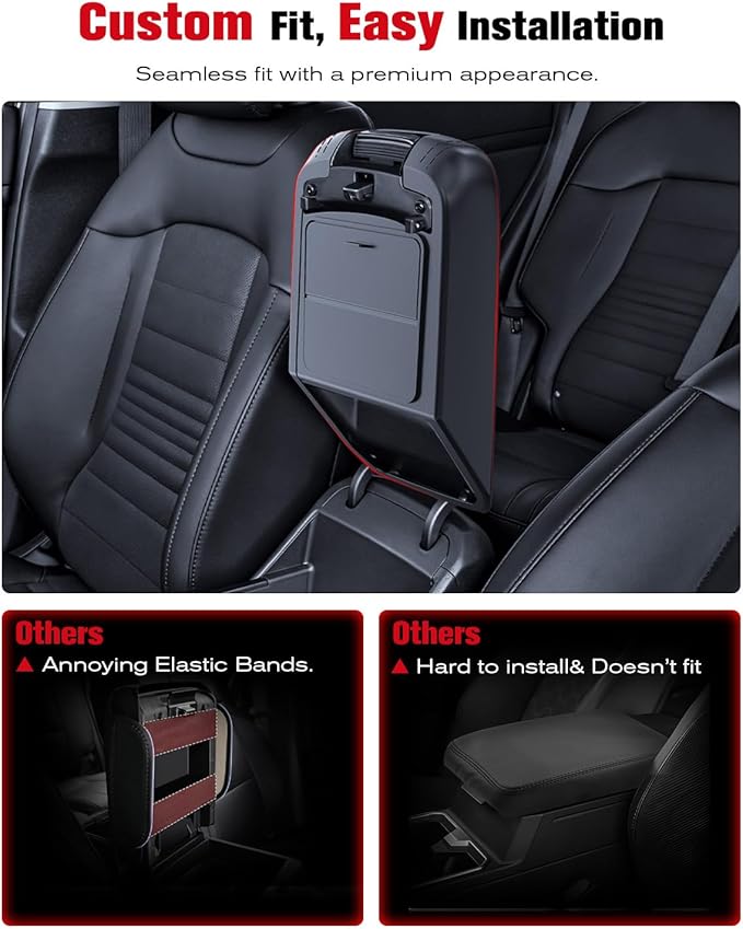 for 2023-2026 Kia Sportage 2-in-1 Silicone Center Console Armrest Cover& Armrest Hidden Privacy Tray - [OEM Design& Friendly Liquid Silicone Rubber] - Thin Black