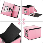 Huolewa Portable Leather File Organizer Boxes with Lids, Office Document Boxes Organizer, Filing Boxes, Decorative Small File
