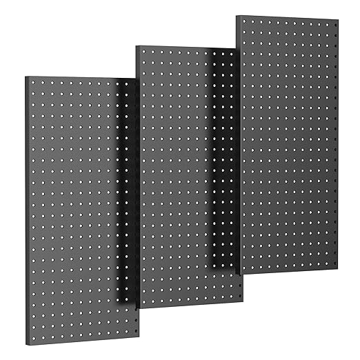 TORACK 3-Pack 12x24 inch Metal Pegboard Panels for Garage Wall, Tools Organizer Pegboard for Workbench, Workshop, Modular Peg