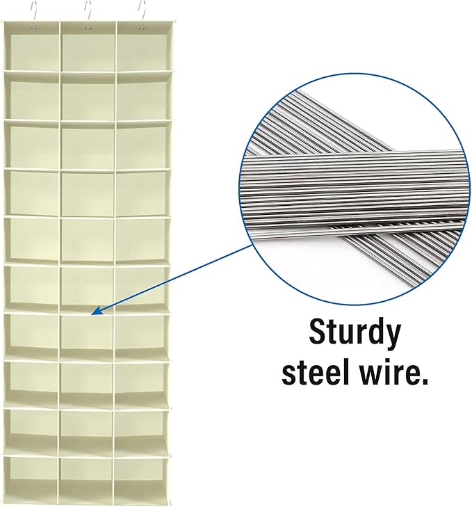 Libeder Hanging Closet Organizers 30 Section Shoe Shelves, Shoe Storage Hanging Shoe Holder, Breathable No-wover Fabric for S