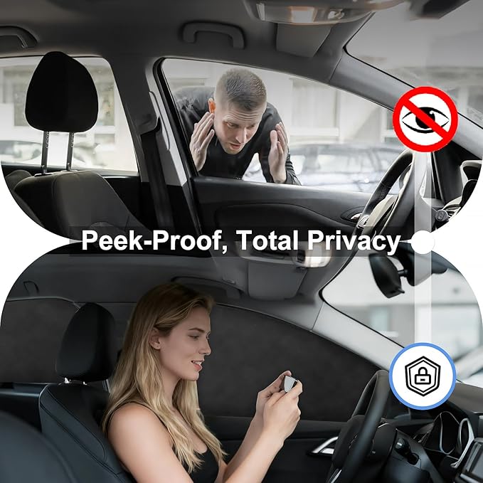 XCBYT Suede Car Window Shades for Side Windows, 4-Pack Ultra-Soft Magnetic Car Curtains, 100% Light Blocking Window Covers for Privacy, Baby Care, Camping & Road Trips