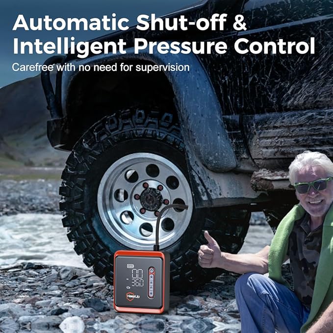 KEEPUP Portable Tire Inflator Air Compressor 150PSI Fast Inflation Cordless Air Pump with Rechargeable Battery for Car Tires Bike Motorcycle Ball
