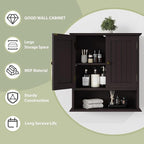 Smuxee Brown Bathroom Cabinet Wall Mounted, Small Medicine Cabinet with 2 Door Adjustable Shelves, Wall Cabinet Over Toilet f