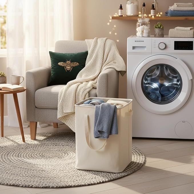 efluky Slim Laundry Basket, Narrow Laundry Hamper with Handles, Collapsible Dirty Clothes Hamper, Tall Laundry Bin for Laundr
