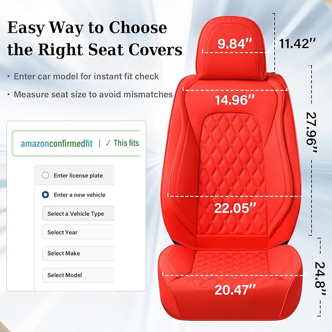 Coverado Full Set Car Seat Covers, 5-Seat Universal Faux Leather Waterproof Seat Covers, Front & Back Car Seat Protectors, Re