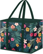BALEINE 1Pk Reusable Grocery Bags, Foldable Shopping Bags for Groceries with Reinforced Bottom & Handles (Blossom Season)