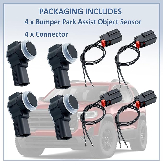 4 Pcs Bumper Park Assist Object Sensor with Connector Fit for Chevy Silverado/Tahoe/Suburban,for GMC Yukon XL/Sierra,for Cadi