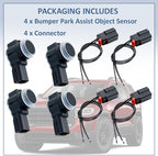 4 Pcs Bumper Park Assist Object Sensor with Connector Fit for Chevy Silverado/Tahoe/Suburban,for GMC Yukon XL/Sierra,for Cadi