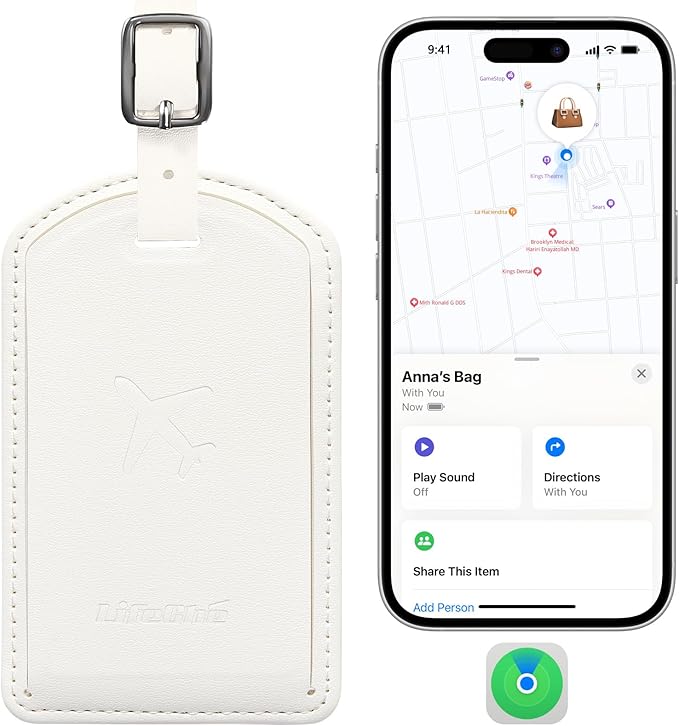 Luggage Tags Built-in Anti-Loss Tracker, Luxury Leather Luggage Tags for Suitcase, Travel Bags, Backpacks, Travel Organizer f
