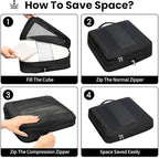 Compression Packing Cubes for Travel, Lightweight Vacation Travel Essentials, Travel Accessories for Suitcase Organizer Bags 