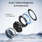 Itramax 360° Rotation Magnetic Phone Stand,Foldable Portable iPhone Stand for Desk with Non-Slip Base,Dual-Sided Ring Smartphone Holder for iPhone 17 16 Plus 13 12 11,Pixel 9 8,Samsung,Office,Kitchen