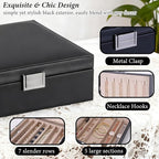 BEWISHOME Jewelry Box Organizer, 2-Layer Necklace Organizer Box, Modern Style Necklace And Bracelet Storage Case, Necklace Ca