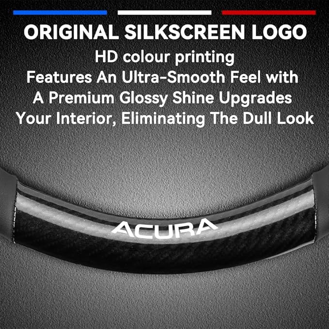 Customized Steering Wheel Cover Compatible with Acura, Premium Nappa Leather&Bright Carbon Fiber Texture Steering Wheel Cover, with Coasters and 3-in-1 USB Fast Charging Cable (Black)