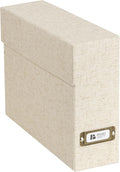 Bigso Lovisa Fiberboard Document Storage Box with 12 Folded Files for A4 and Letter Size Papers - Durable File Organizer Box 