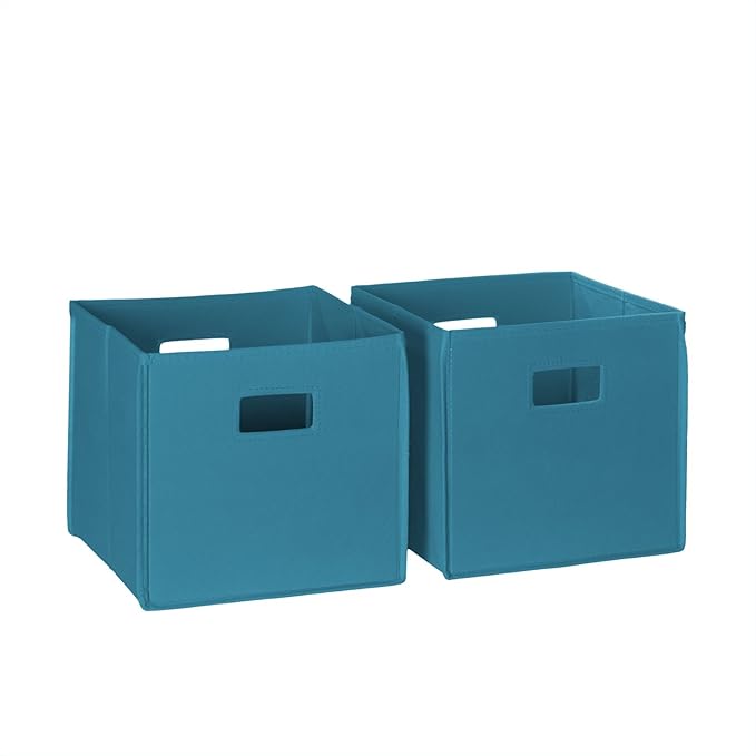 RiverRidge Folding Storage Bins with Handles Turquoise Cube Storage Organizer for Closet, Bedroom & Playroom - Closet Organiz