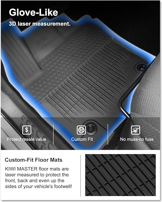 KIWI MASTER Floor Mats for 2018-2023 Toyota C-HR, OEM Replacement PT206-1C160-20, Custom Fit All Weather Car Mats, Heavy Duty TPE Floor Liners, Front & Rear 2 Row, Black