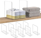 OKPOW Shelf Dividers Closet Organizer - 12" Tall X 9" Deep Acrylic Clear Sturdy Separate for Clothes Purse - Adjustable Space