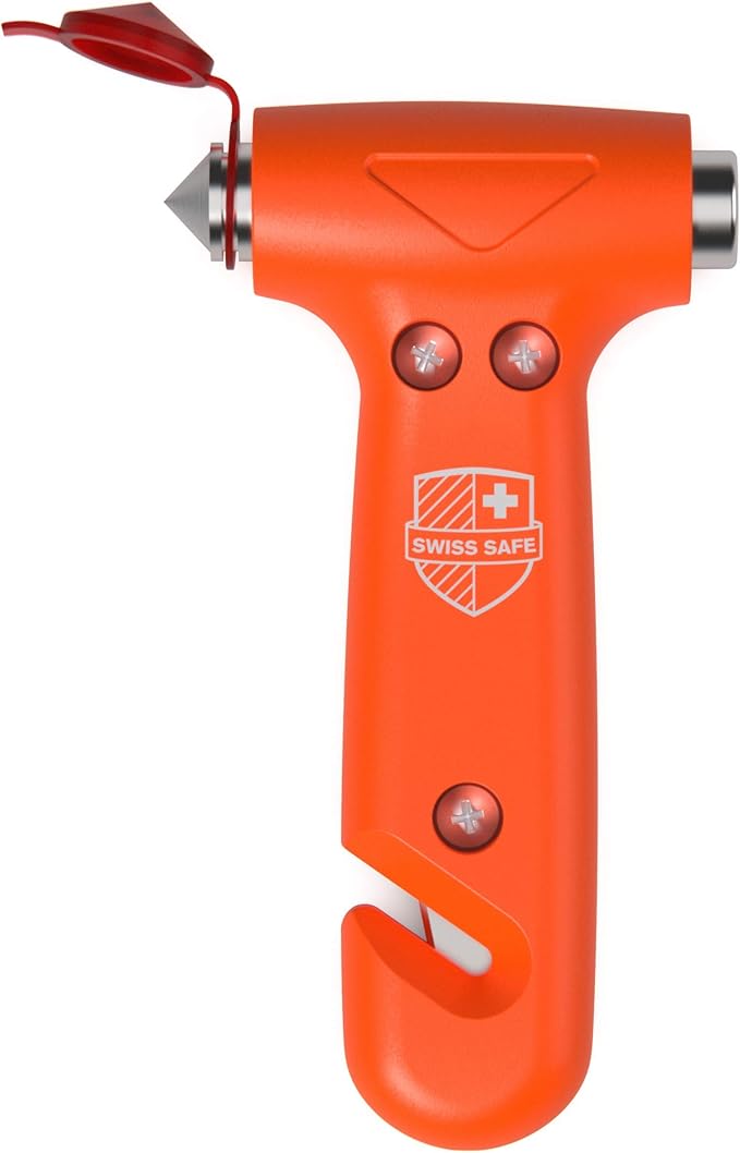 Swiss Safe Durable 5-1 Car Safety Hammer Window Breaker Breaker Tool w/Seatbelt Cutter - Emergency Escape Glass Hammer - Truc