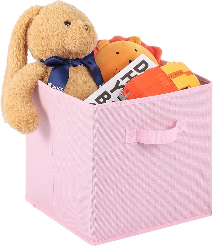 Stero Fabric Storage Bins 6 Pack Fun Colored Durable Storage Cubes with Fabric Handles Foldable Cube Baskets for Home, Kids R