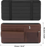 X AUTOHAUX Brown Universal Car Sun Visor Organizer Sunglasses Case Storage Pocket Hook and Loop Tape ABS PU Leather for SUV RV Truck
