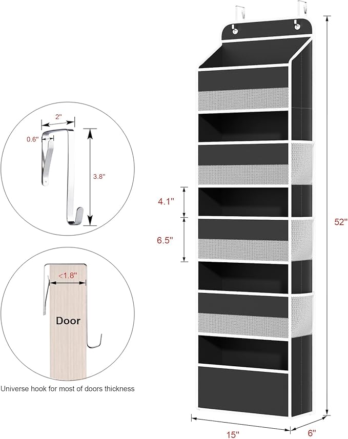 Univivi Hanging Storage Organizer Nursery Closet Cabinet Baby Storage with 5 Large Compartments 6 Side Pockets for Cosmetics,