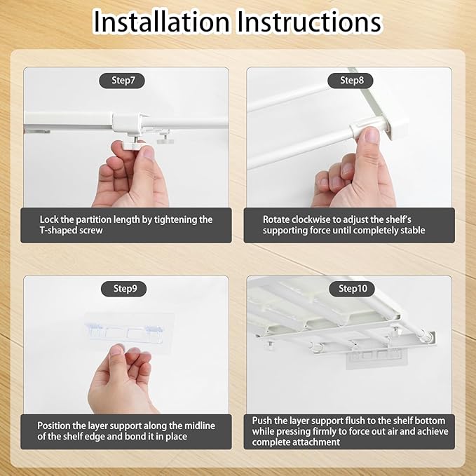 5 Pcs Closet Tension Shelf Rod Expandable Adjustable 10.83-18.3 inch Shelf Locker, Wardrobe Storage Organizer, Cabinet Layere