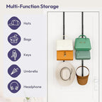 SWTYMIKI Over the Door Purse Organizer - 2 Packs Wall Mounted Purse Rack with 5 Hooks Design, Hanging Handbag Organizer Stora