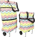 Reusable Grocery Bags with Waterproof Coating and Folding Wheels - Foldable Tote Bags for Shopping, Multi-Purpose Storage for Groceries(Color Stripe)