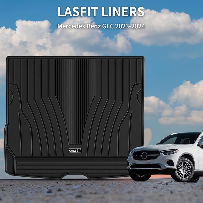LASFIT Cargo Mat for Mercedes Benz GLC SUV 2026 2025 2024 2023 300/43 AMG (Not Fit Coupe & PHEV), All Weather TPE Non-Slip Cargo Liner Custom Fit GLC 2023-2026 Trunk Mat, Black