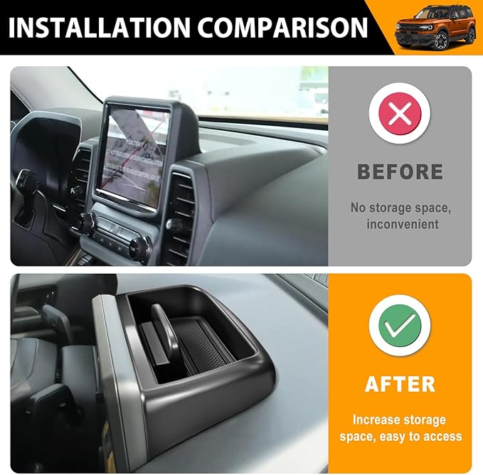 Center Console Organizer Compatible with 2021-2024 Ford Bronco Sport CX430 Dash Storage Tray Dashboard Organizer for Bronco Sport Accessories(Dash Storage Tray)