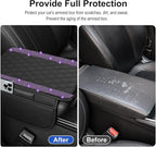 NBTEPEM Bling Car Center Console Cover, Leather Car Arm Rest Cover Cushion with 2 Storage Bags, Universal Auto Armrest Protector Storage Box, Bling Accessories Interior for Most Vehicles (Purple)