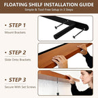 IEO Long Wooden Floating Shelves for Room Wall, Natural Wood Floating Shelves Wall Mounted Kitchen Shelf for Living Room, Bed
