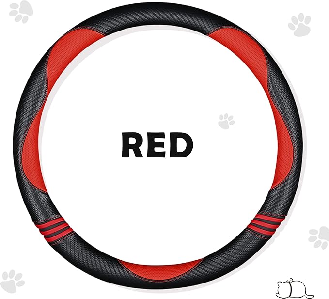 HighnessHwoo Car Steering Wheel Covers for Women Girl Padded Carbon Fiber PU Leather Cute Cartoon Auto Interior Accessories f