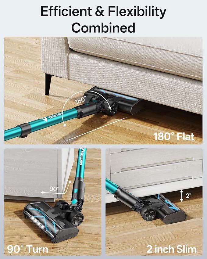 Cordless Vacuum Cleaner, 8-in-1 Cordless Stick Vacuum Cleaner with 3 Suction Modes, Up to 45mins Runtime, Rechargeable, Self-