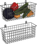 MaraFansie [Extra Large] Wire Basket 2-Pack Hanging Wall Organizer Cabinet Storage Basket Wall Mounted Shelves Rustic Farmhou