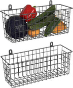 MaraFansie [Extra Large] Wire Basket 2-Pack Hanging Wall Organizer Cabinet Storage Basket Wall Mounted Shelves Rustic Farmhou