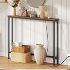 HOOBRO Floating Shelves and Console Table Bundle, 15 Inch Wall Shelf Set of 2, 39.4 Inch Narrow Entryway Table with Power Out