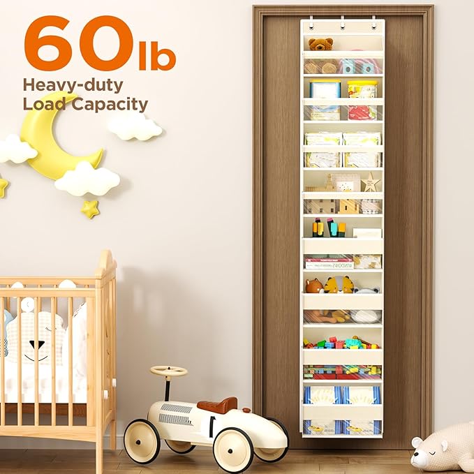 Mefirt Over The Door Organizer, 8 Shelf Door Hanging Organizers with 8 Large Capacity Pockets, Back of Door Organizer Storage