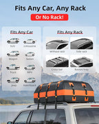 Abahub 30 Cubic Feet Waterproof 840D Large Universal Car Cargo Roof Top Carrier Bag, Car Roof Topper Storage for SUV, Van, Vehicle Travel, for All Cars with/Without Rack