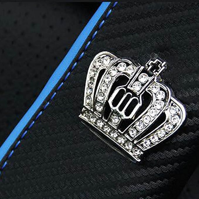 HYL World 2PCS Car Accessories Leather Car Seat Belt Cover Seat Belt Shoulder Pads with Bling Crystal Crown Decor,Blue